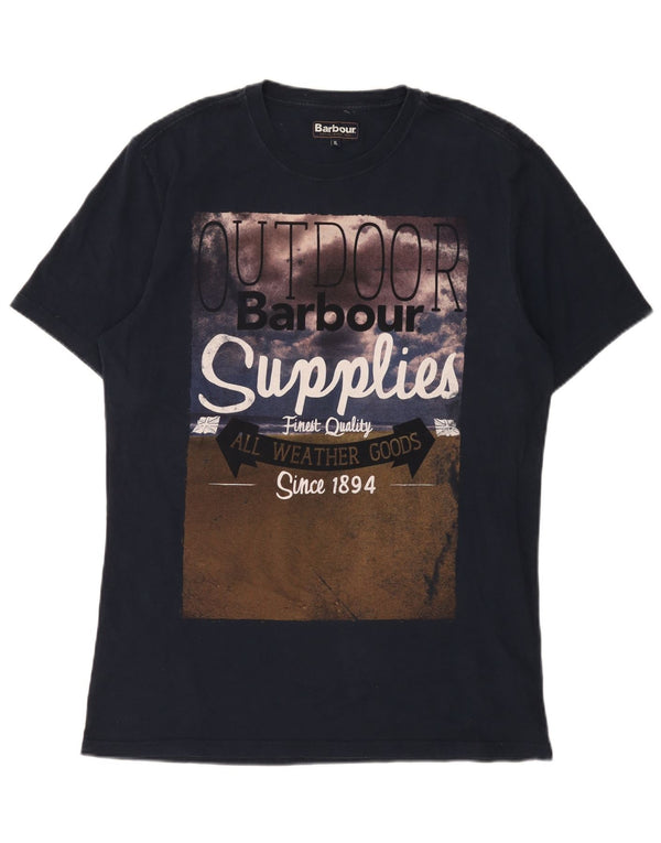 Barbour Herre grafisk T-shirt top XL marineblå bomuld