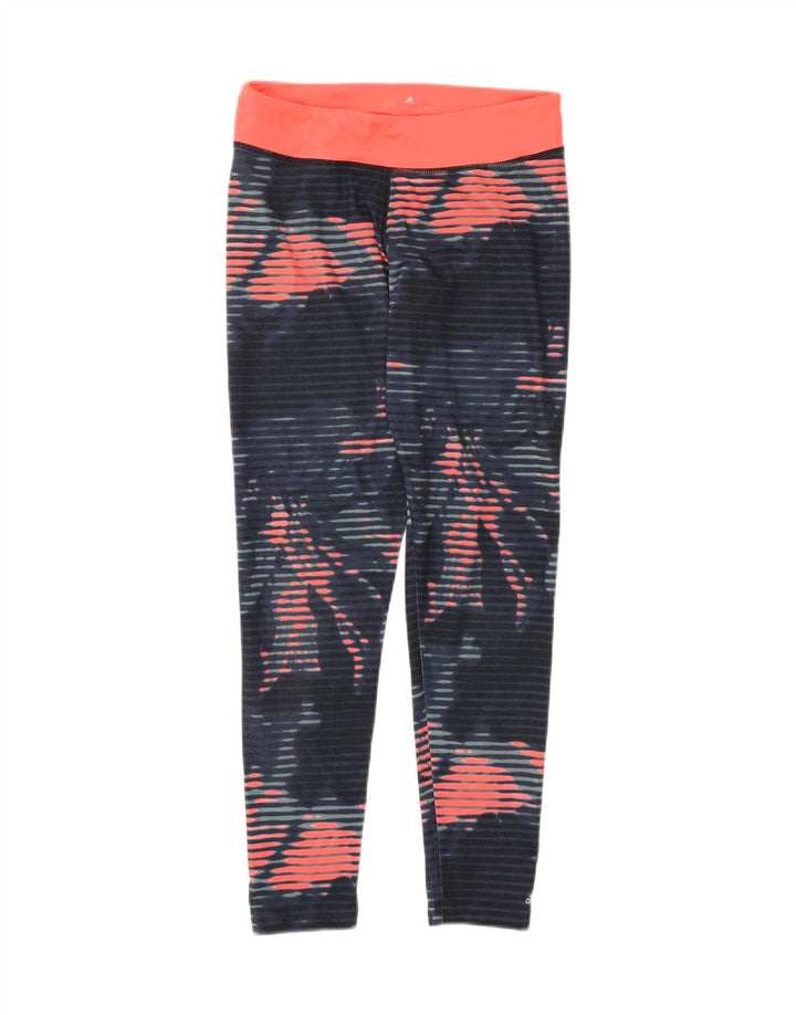 Adidas Womens Crop Leggings UK 8/10 Lille blå stribet polyester