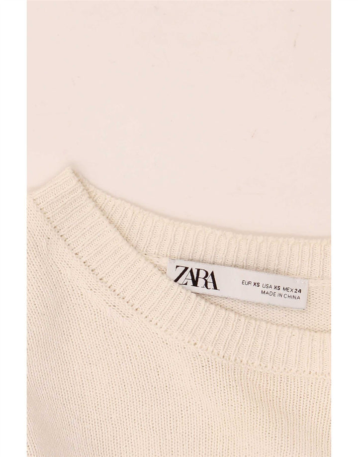 Zara Dame Crop Top Langærmet UK 6 XS Hvid