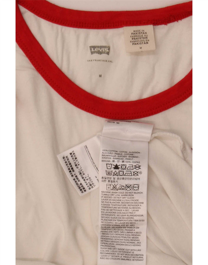 Levi's Dame T-Shirt Top UK 14 Medium White Colourblock Bomuld