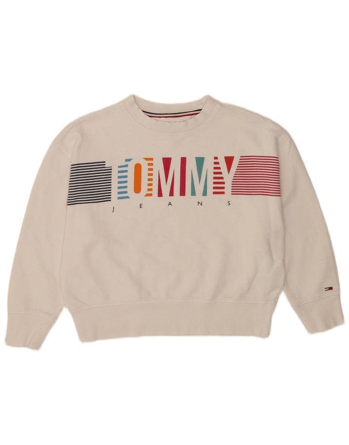 Tommy Hilfiger Dame Grafisk Sweatshirt Jumper UK 14 Medium White