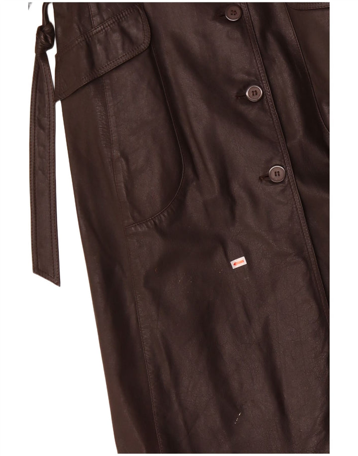 VINTAGE Læderfrakke til kvinder UK 12 Medium Brun Læder