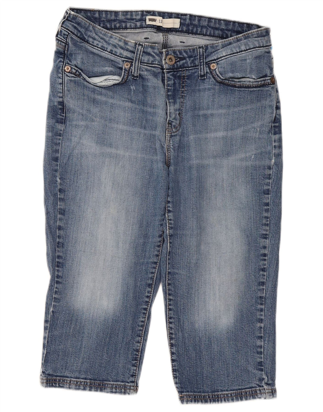 LEVI'S Dame Capri Jeans US 12 Large W31 L18 Blå Bomuld