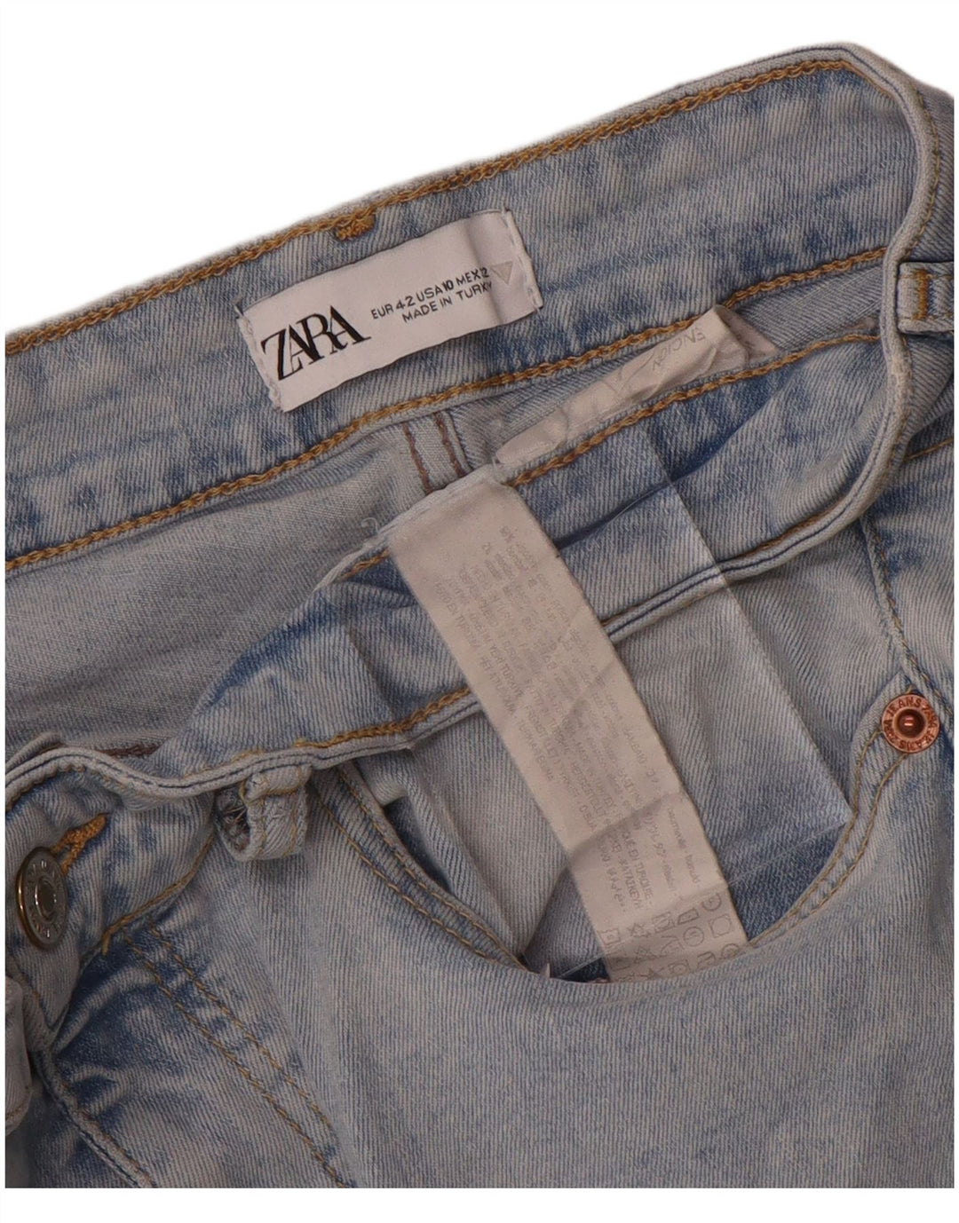 Zara Dame Flared Jeans EU 42 Large W32 L27 Blå Bomuld
