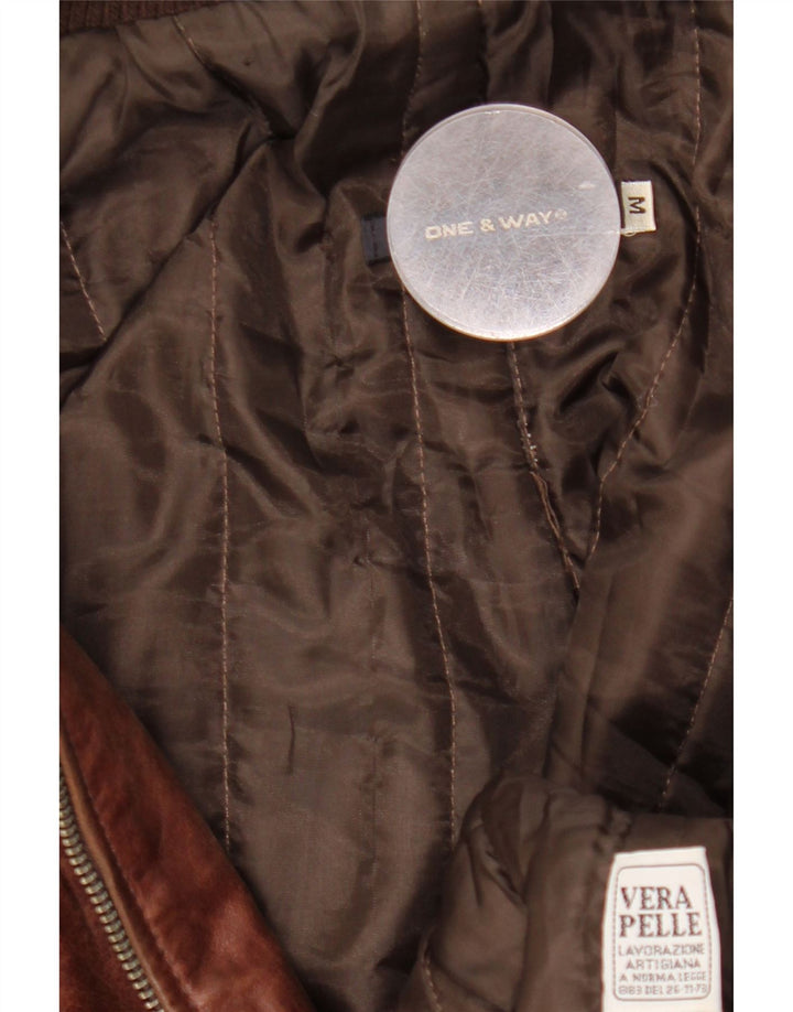 Vintage Herre Læderjakke UK 38 Medium Brun Læder