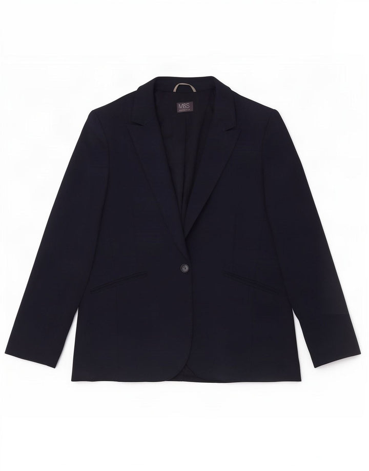 Marks & Spencer Dame 1-knaps blazerjakke UK 22 3XL Navyblå polyester