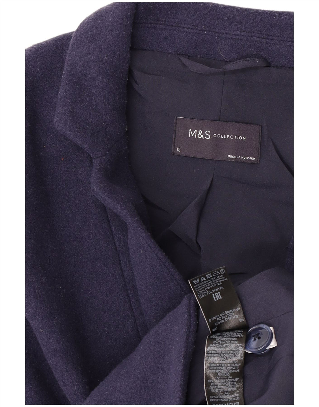 Marks & Spencer Dame 2 Button Blazer Jacket UK 12 Medium Navy Blue