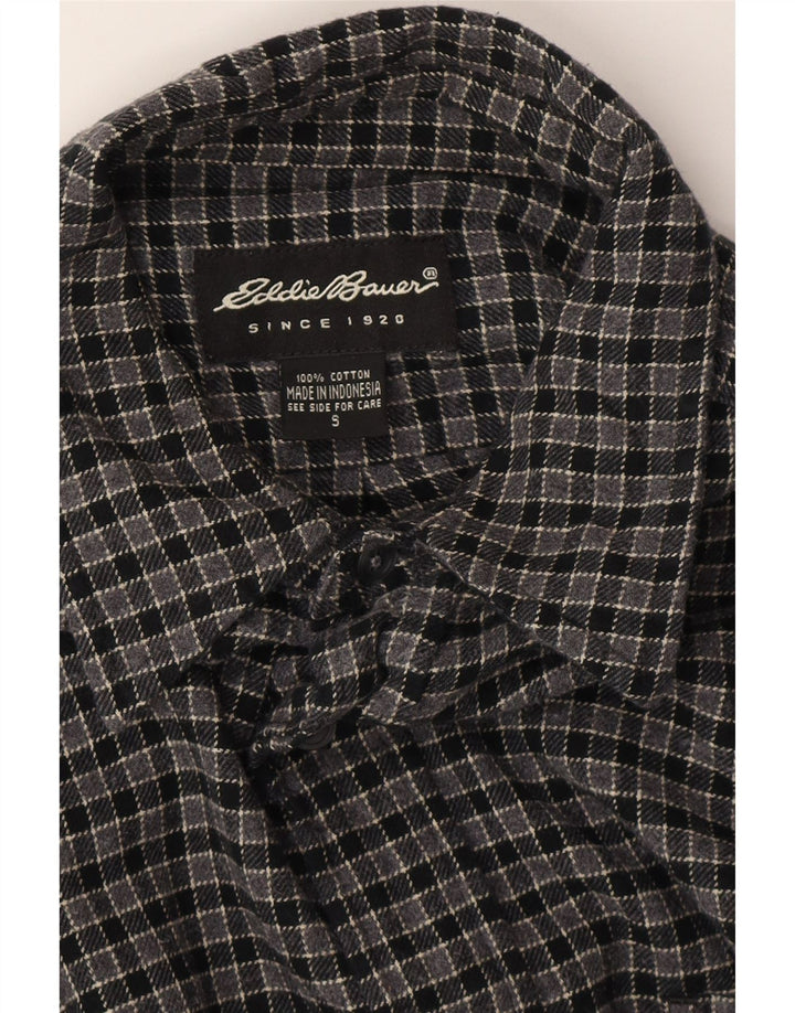 EDDIE BAUER Flanelskjorte til mænd, lille grå ternet bomuld