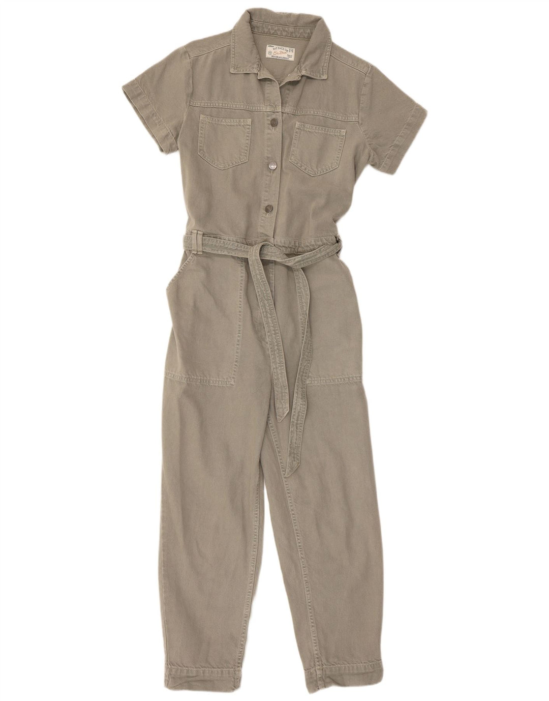 Fat Face Dame Denim Jumpsuit UK 12 Medium Khaki Cotton
