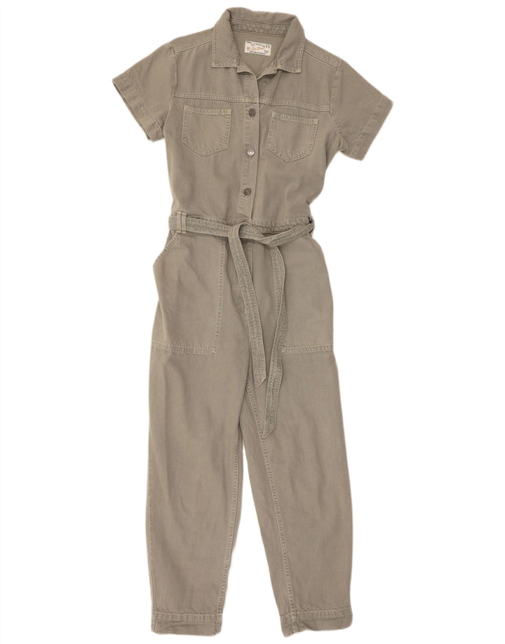 Fat Face Dame Denim Jumpsuit UK 12 Medium Khaki Cotton