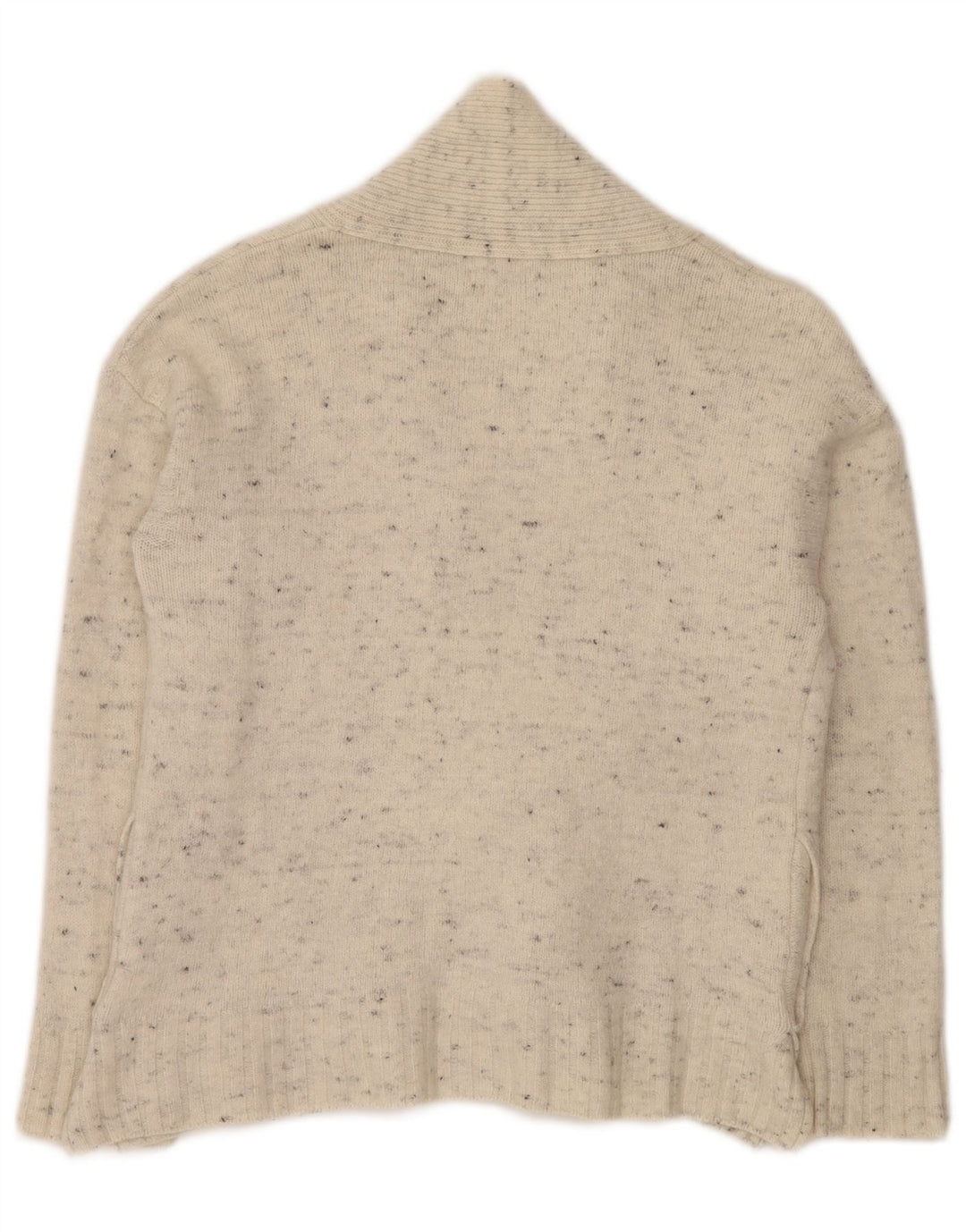 BARBOUR Womens Open Cardigan Sweater UK 10 Small Off White Flecked Wool