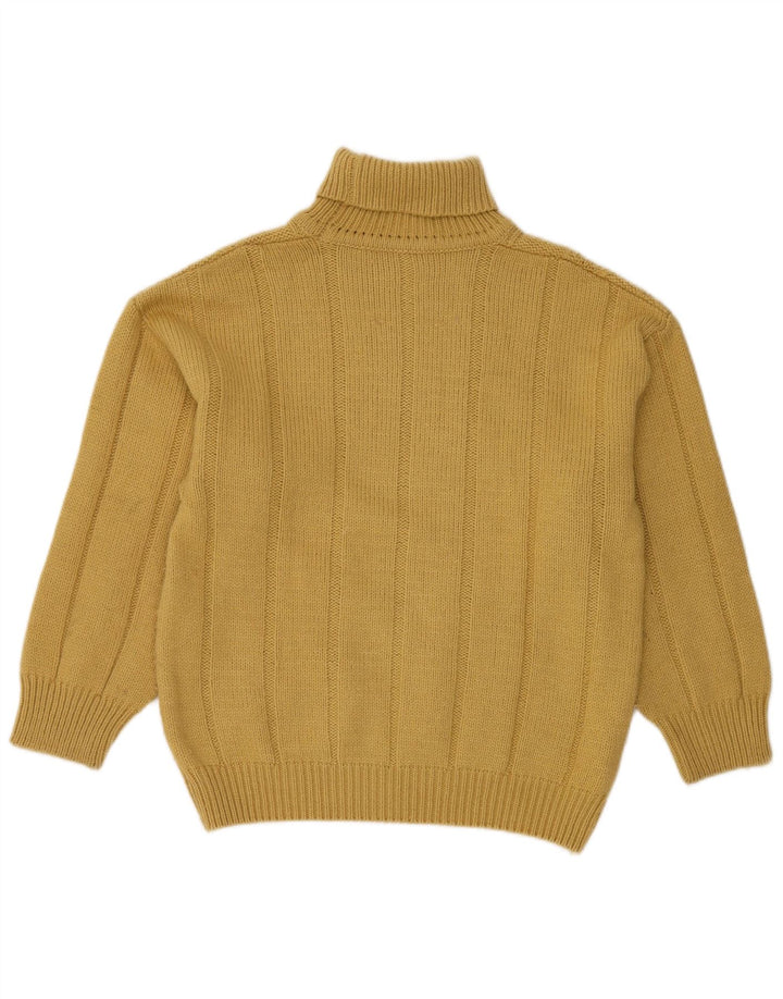 VINTAGE Dame Rullehalstrøje IT 48 XL Gul Uld