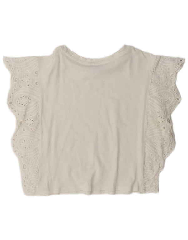 Zara Dame T-Shirt Top UK 10 Small White