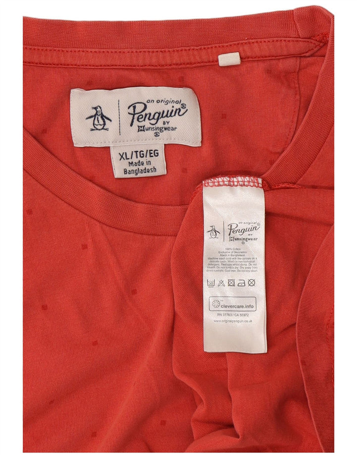 Penguin Herre T-Shirt Top XL Rød Plettet Bomuld