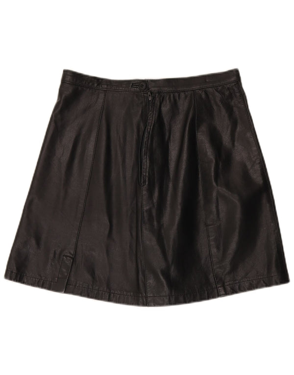 Vintage kvinders højtaljede lædernederdel IT 46 Large W28 sort læder