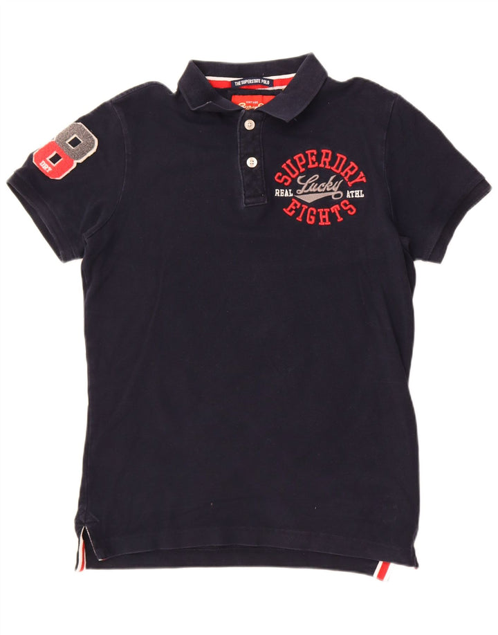 Superdry grafisk poloshirt til mænd, lille marineblå bomuld