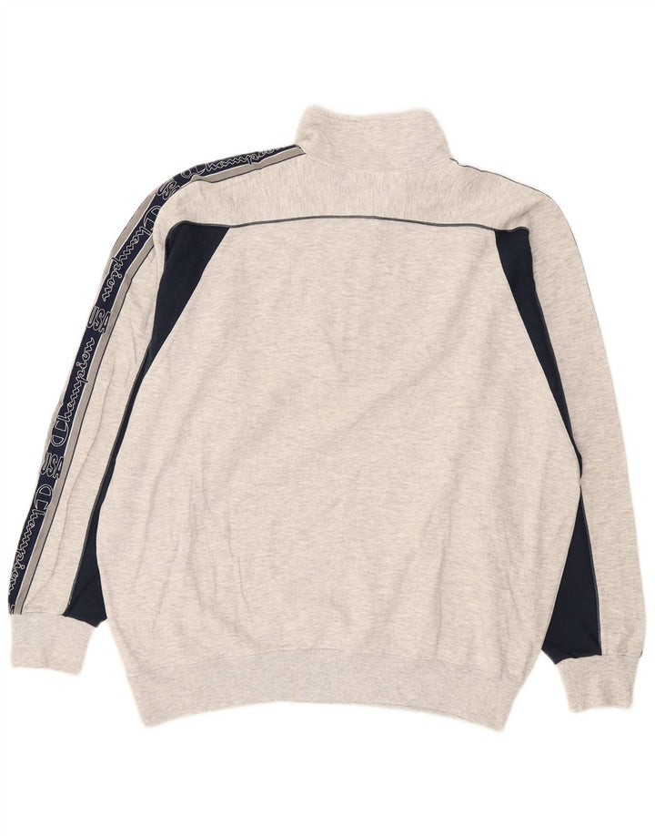 Champion Herre grafisk sweatshirt med lynlås-hals, stor grå farveblok