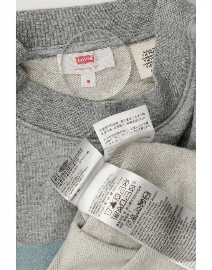 Levi's Womens Oversized Crop Graphic Sweatshirt Jumper UK 10 Small Grå