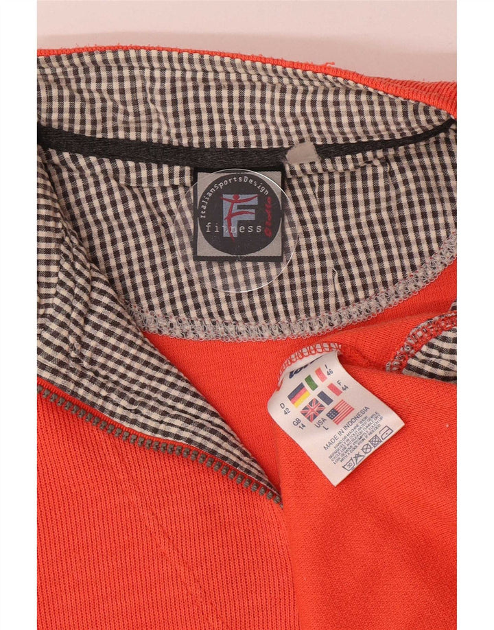 Lotto Dame Zip Neck Sweatshirt Jumper UK 14 Large Orange Polyester