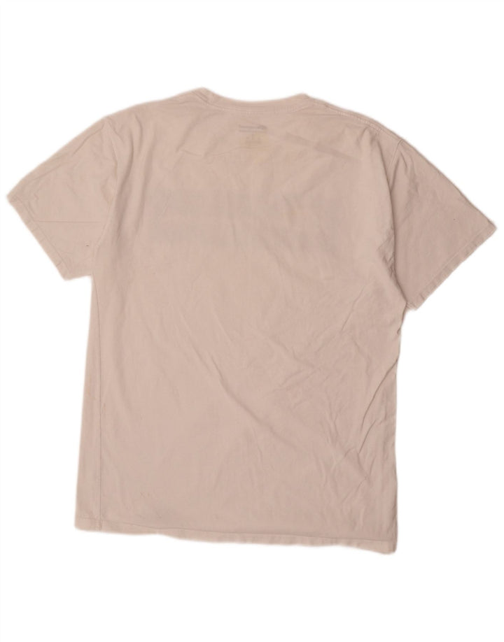 Champion Herre Grafisk T-Shirt Top Medium Hvid Bomuld