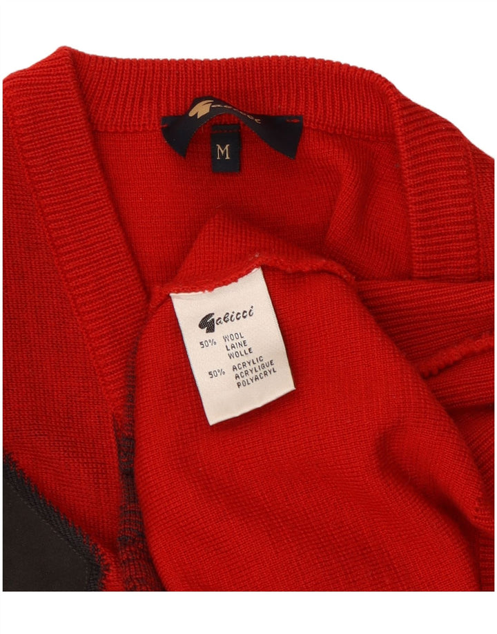 Gabicci Herre V-hals sweater Medium Rød Geometrisk Uld