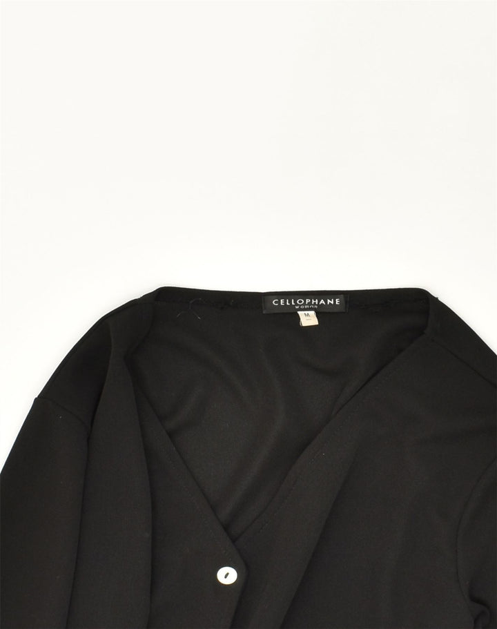 CELLOPHANE Womens Shirt Blouse UK 12 Medium Black Polyester | Vintage Cellophane | Thrift | Second-Hand Cellophane | Used Clothing | Messina Hembry 