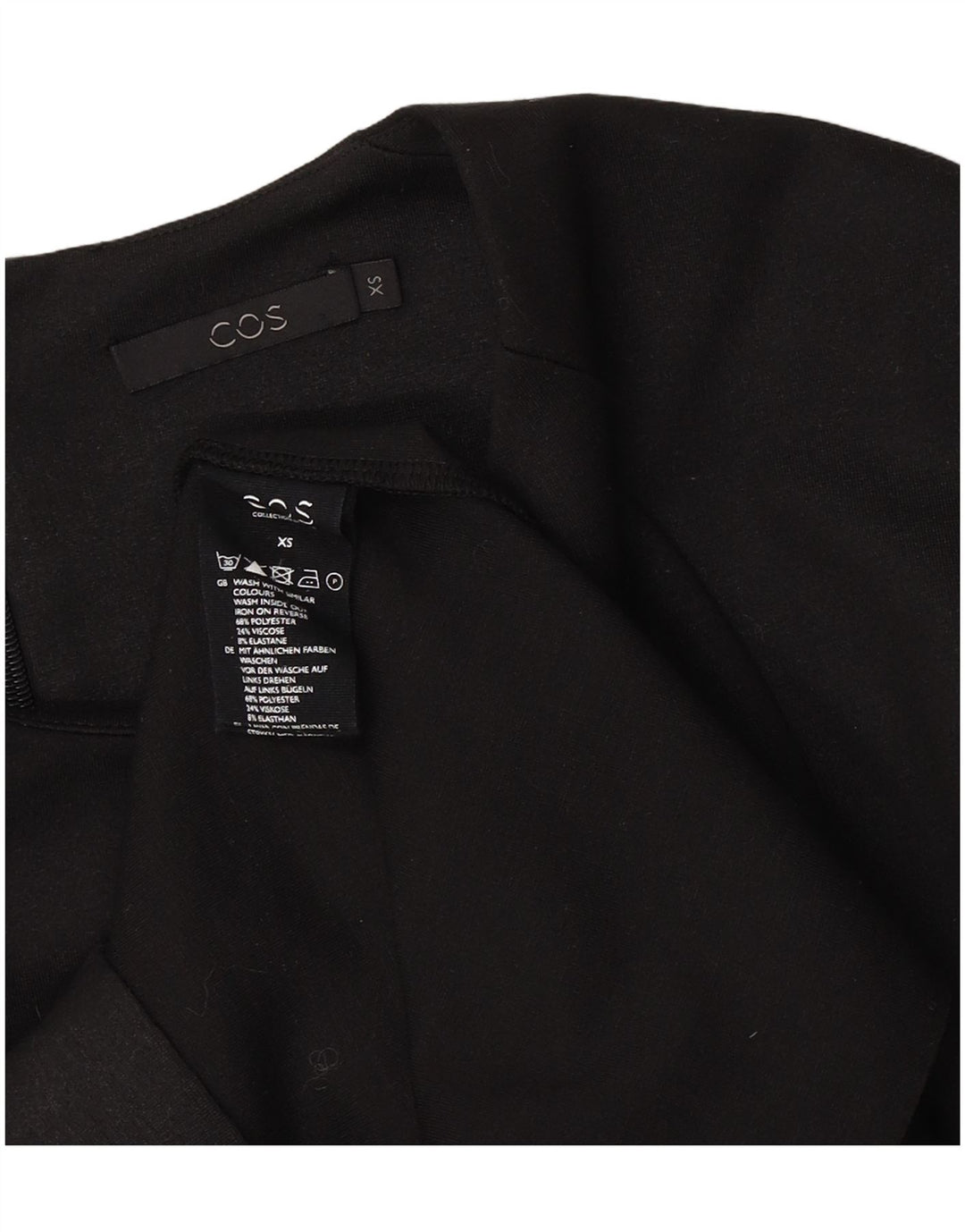 Cos Dame Langærmet Skede Kjole UK 6 XS Sort Polyester