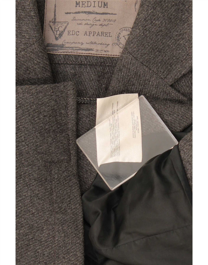 EDC Herre 4-knaps blazerjakke UK 38 Medium Grey Uld