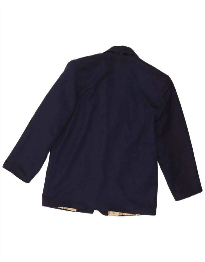 Vintage Dame 1 Knap Blazer Jacket UK 14 Medium Navy Blue Polyester