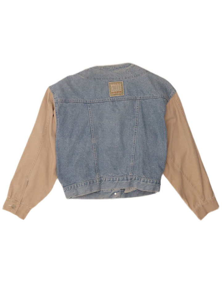 NO PROBLEM Womens Denim Jacket EU 42 Large Blue Colourblock Cotton