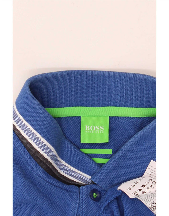 Hugo Boss herre poloshirt XL blå stribet bomuld