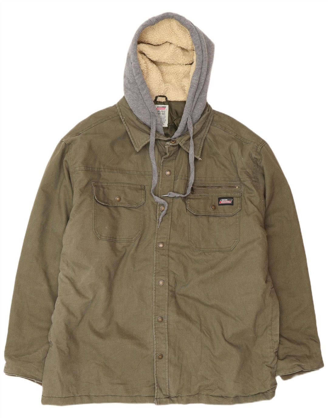 DICKIES Herre Hooded Utility Jacket UK 42 XL Khaki Colourblock Cotton