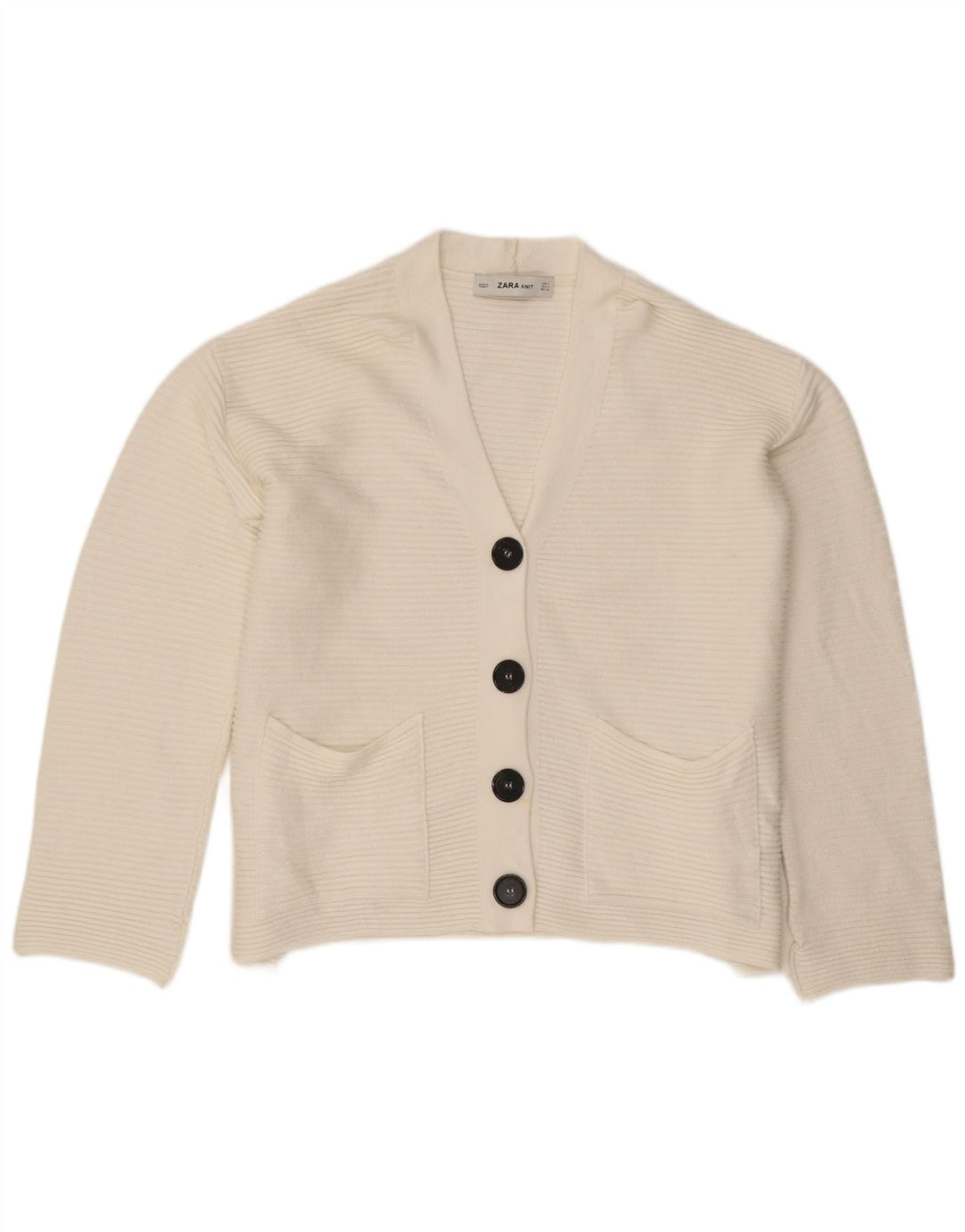 Zara Dame Oversized Cardigan Sweater UK 10 Small White Viscose