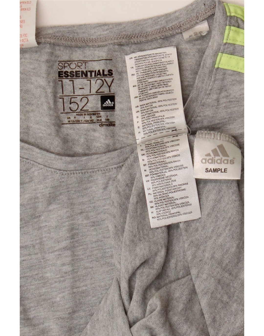 Adidas Boys Climalite T-Shirt Top 11-12 År Grå Polyester
