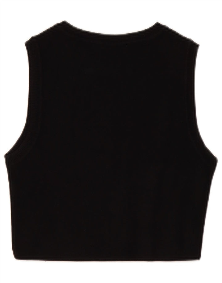 Zara Womens Crop Vest Top UK 14 Large Black Viscose
