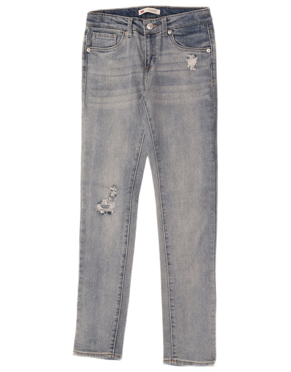 Levi's Girls 711 Distressed Skinny Jeans 11-12 år W26 L28 Blue Cotton