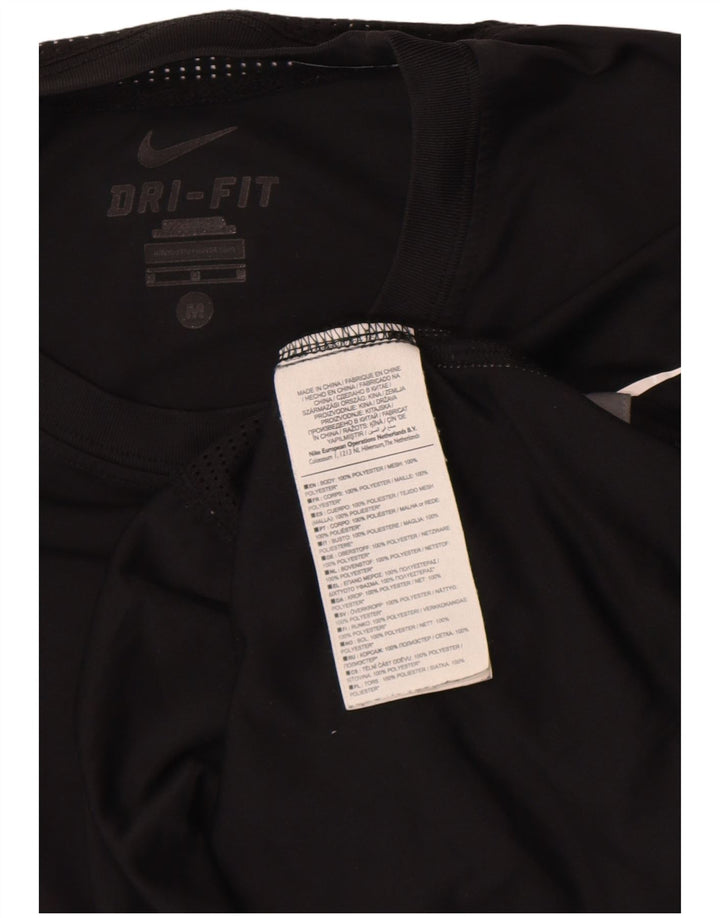 Nike herre Dri Fit T-shirt top mellem sort stribet polyester