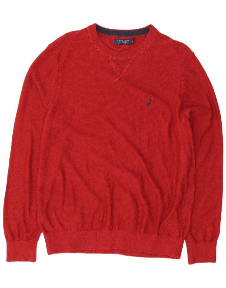 Nautica Herre Regular Fit Crew Neck Jumper Sweater Medium Rød Bomuld