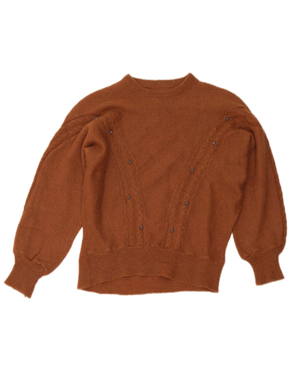 Vintage Dame Boat Neck Jumper Sweater UK 14 Large Brown