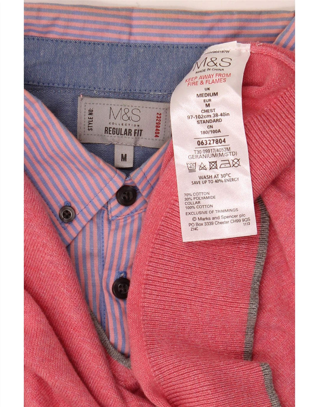 Marks & Spencer Herre Regular Fit V-hals sweater Medium Pink Bomuld