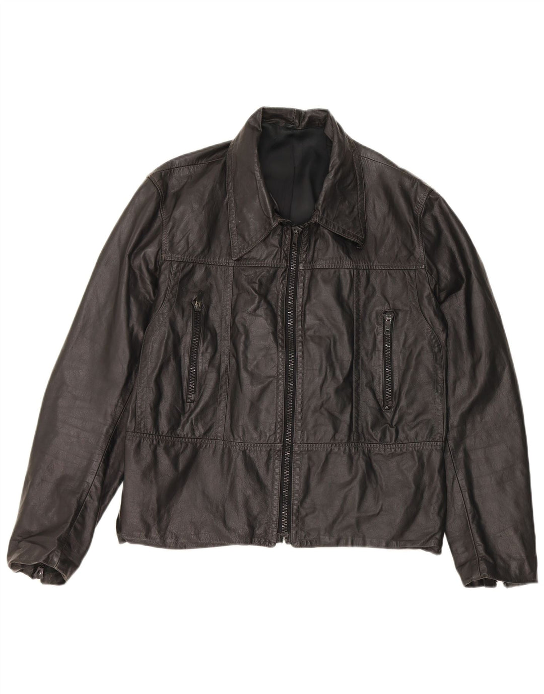 Vintage læderjakke til kvinder UK 18 XL sort læder