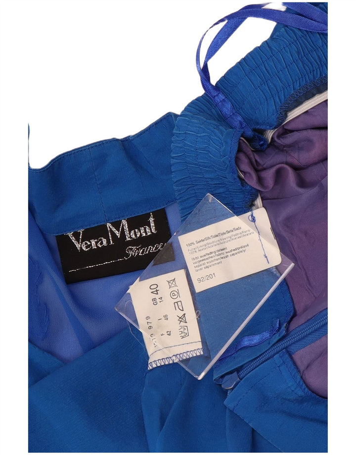 Vera Mont Dame 6-knaps 2-delt nederdel Sæt UK 14 Medium W28 Blå Silke