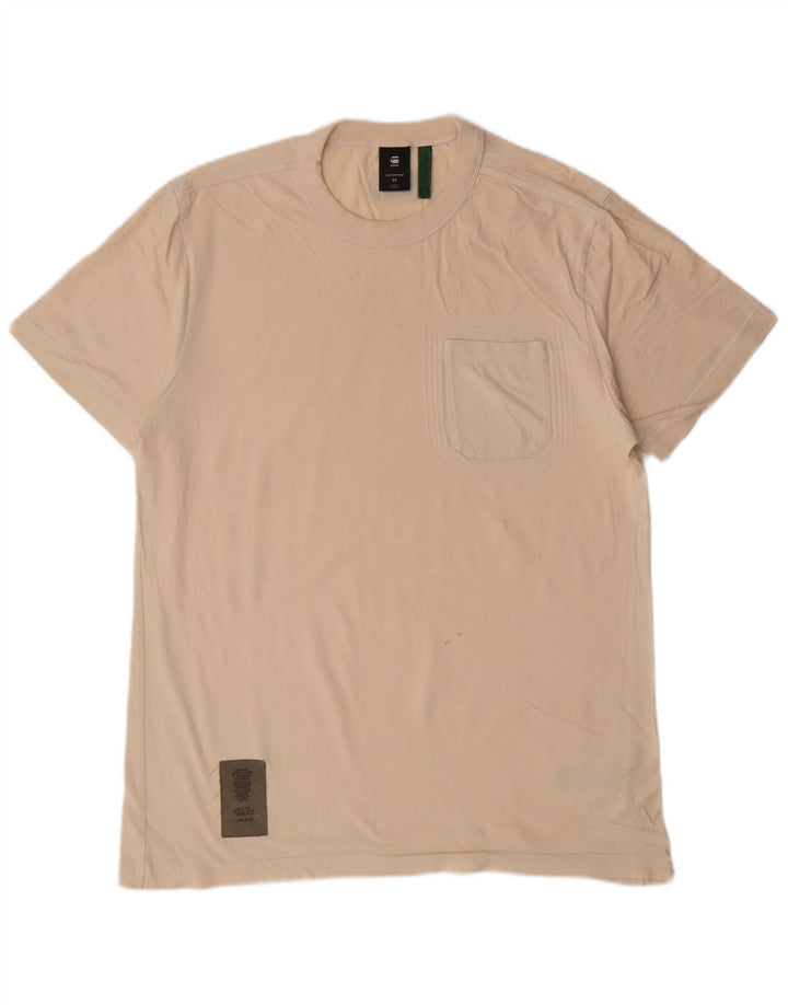 G-STAR Herre T-Shirt Top Medium Off White Bomuld