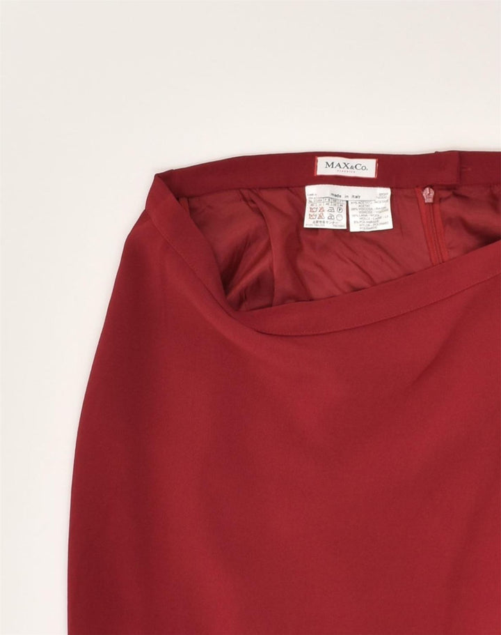 MAX & CO. Womens Straight Skirt UK 12 Medium W26 Red Acetate | Vintage Max & Co. | Thrift | Second-Hand Max & Co. | Used Clothing | Messina Hembry 
