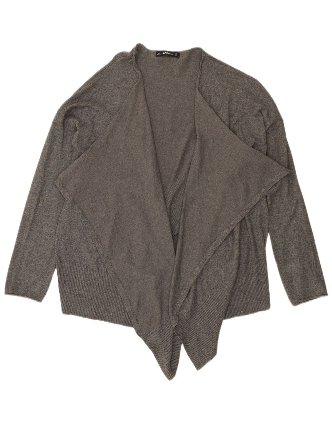 Zara Dame Oversized Asymmetrisk Åben Cardigan Sweater UK 10 Lille Grå