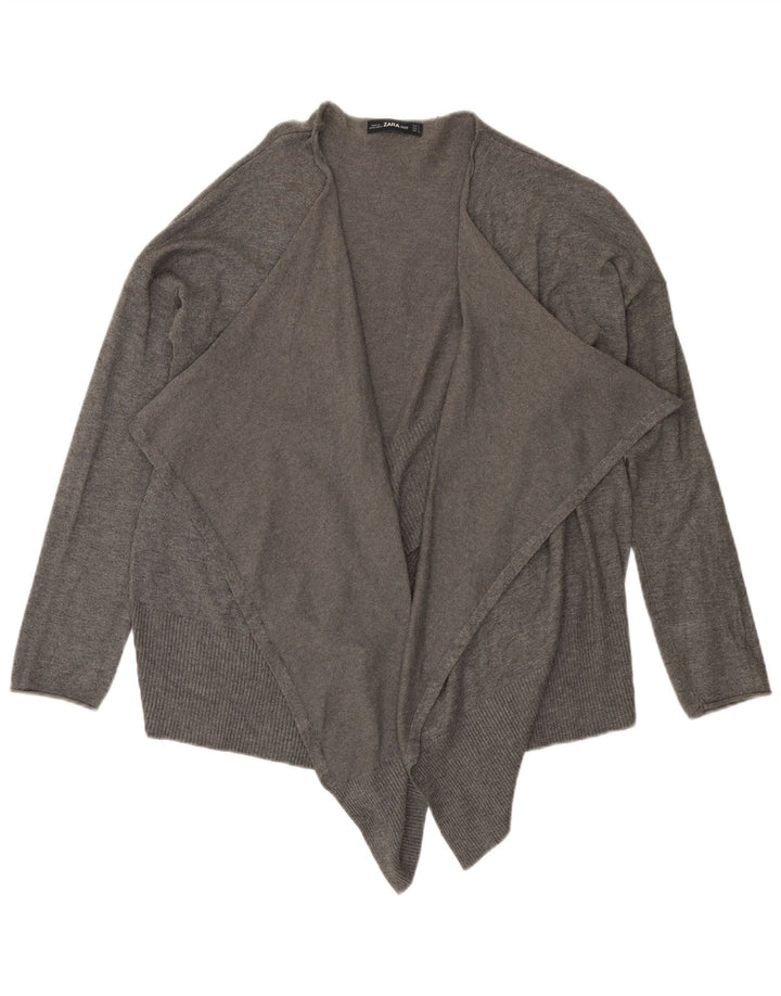 Zara Dame Oversized Asymmetrisk Åben Cardigan Sweater UK 10 Lille Grå