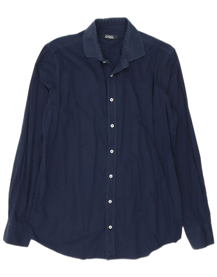 Trussardi herreskjorte str. 41/42 Stor marineblå bomuld