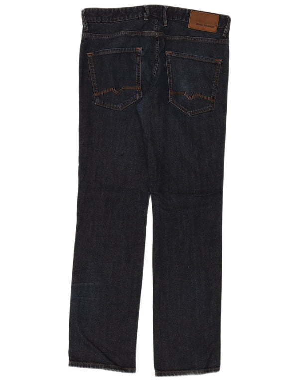 Hugo Boss Straight Jeans til mænd W33 L32 Marineblå bomuld