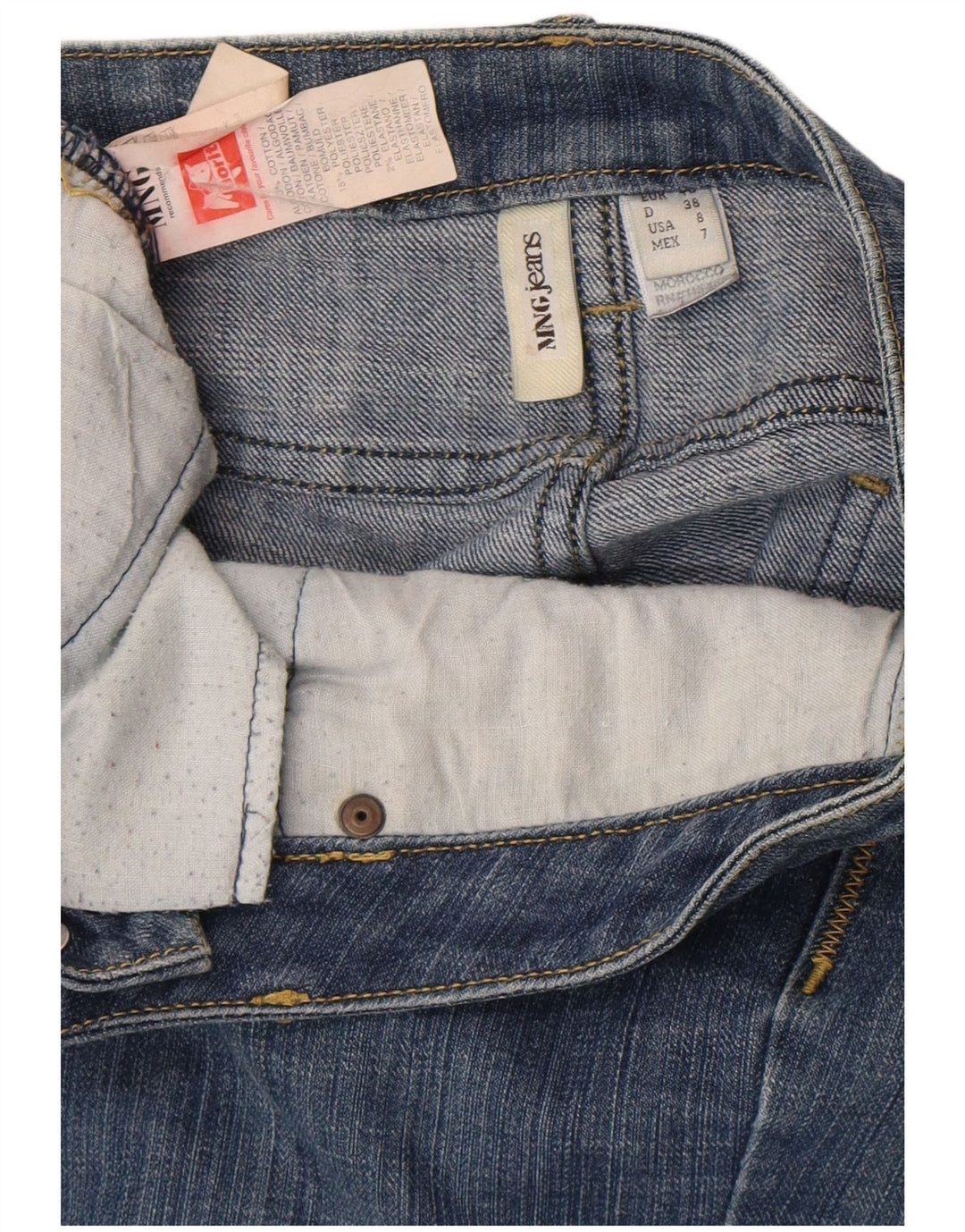 Mango kvinders asymmetrisk grafisk denimnederdel EU 40 Medium W30 blå bomuld