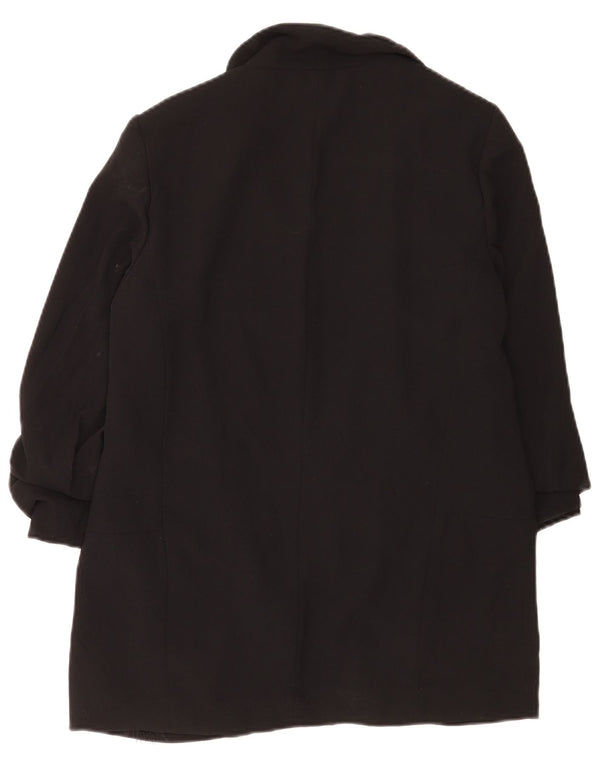 Zara Womens 3/4 Sleeve Open Blazer Jacket UK 14 Medium Black Polyester
